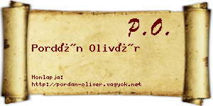 Pordán Olivér névjegykártya